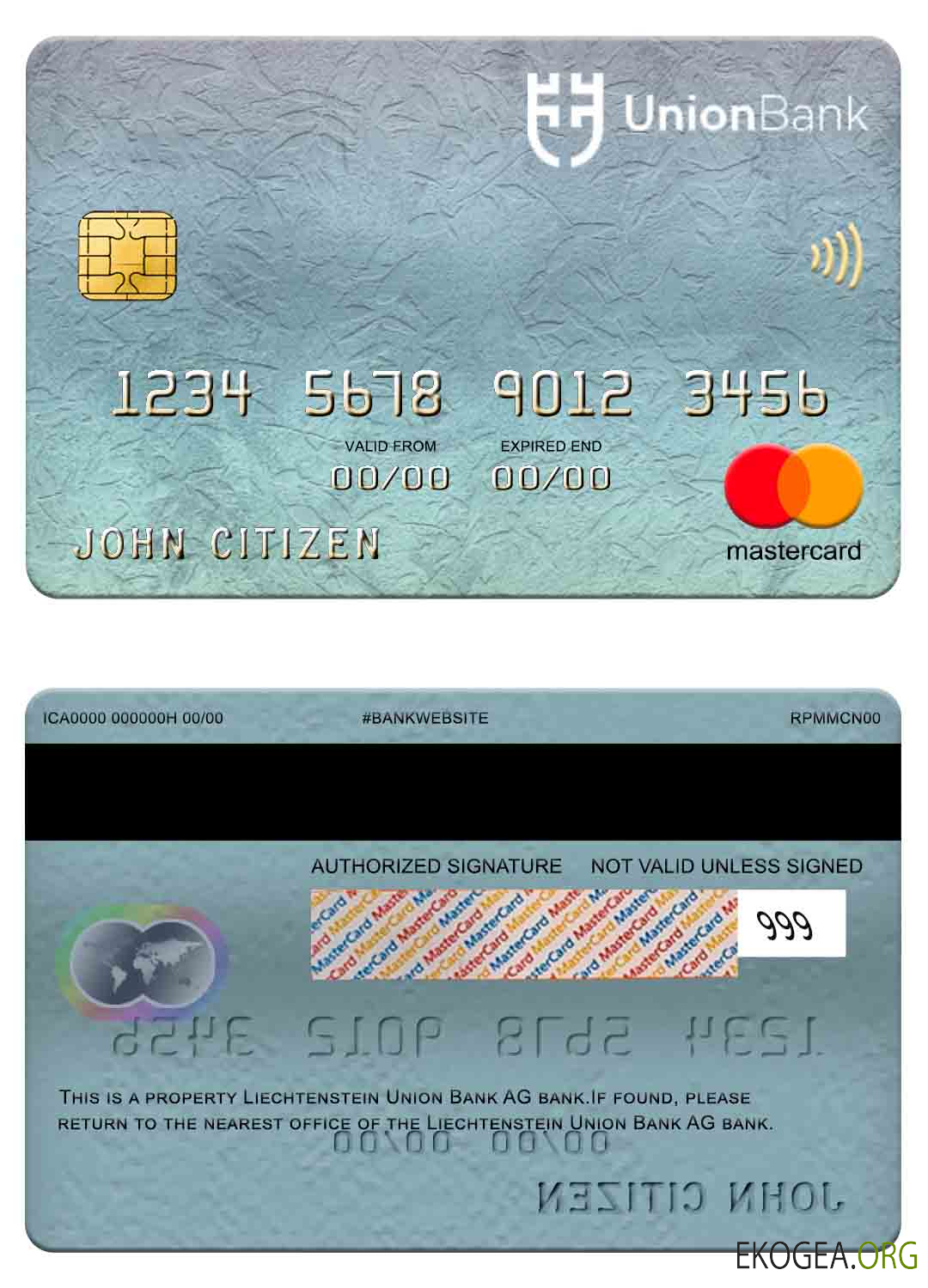 Carte bancaire Mastercard de l'Union Bank AG du Liechtenstein